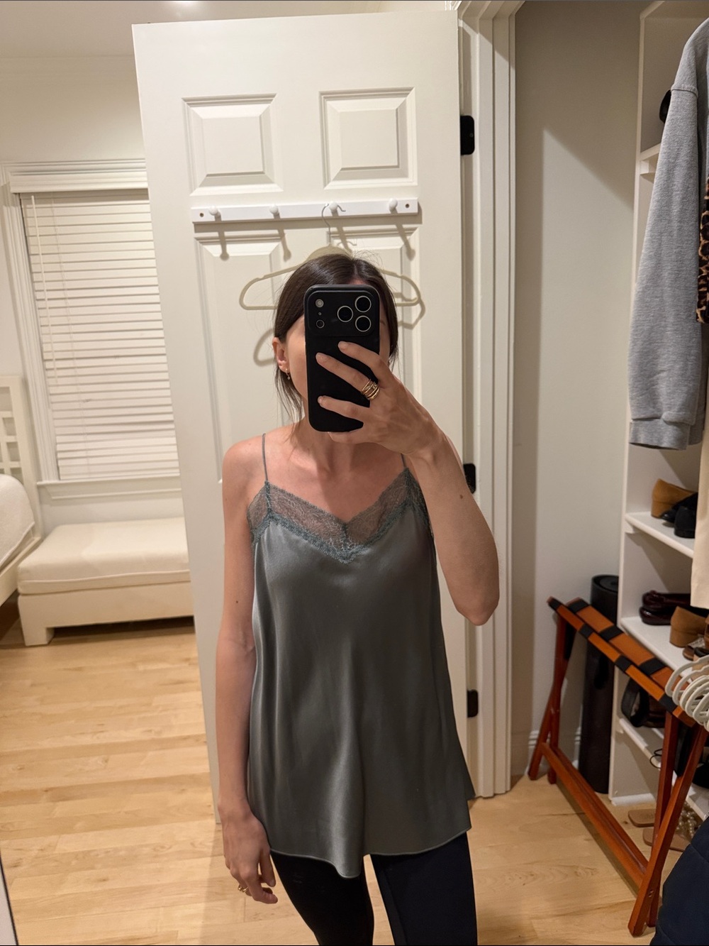 Vince Lace Trim Satin Cami Slip - Gray - Picture 3 of 4